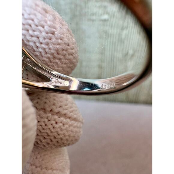 NEW Aquamarine Emerald Cut Moissanite,75% 18k WHT Gold, Sz.7 - Picture 4 of 9